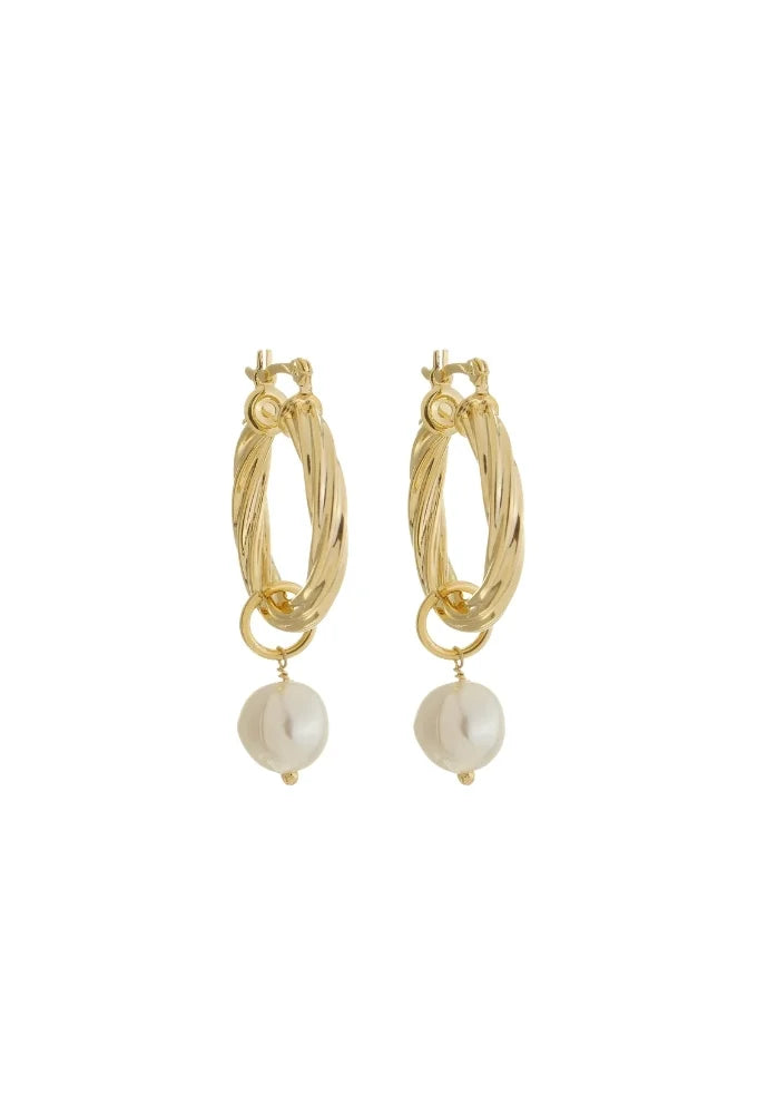 Pearl Twisted Hoops