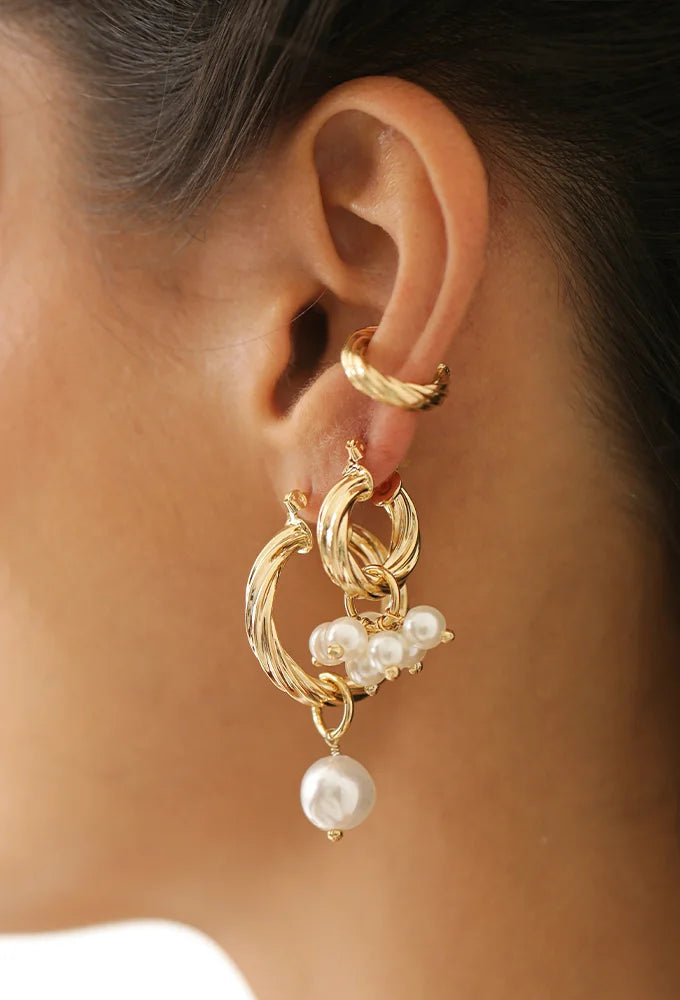 Pearl Twisted Hoops