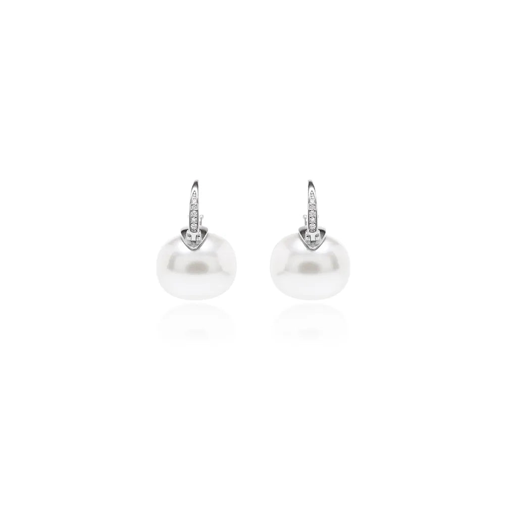 Lua Pearl Silver Hoops