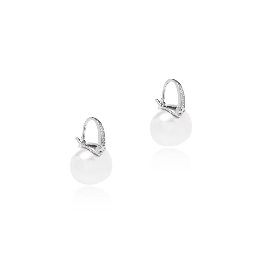 Lua Pearl Silver Hoops