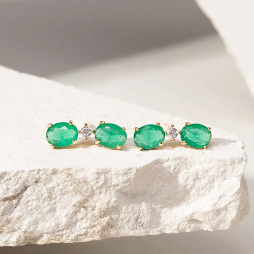 Bossa Double Emerald Earrings